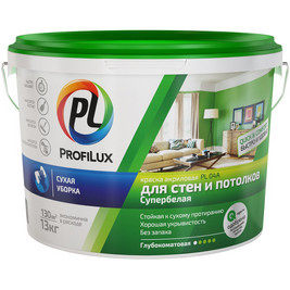 Profilux ВД краска PL-04А акриловая для стен и потолков Супербелая 1,4кг