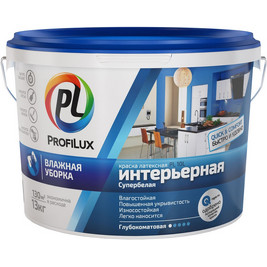 Profilux ВД краска PL-10L латекс. интерьерная влагостойкая супербелая 14кг